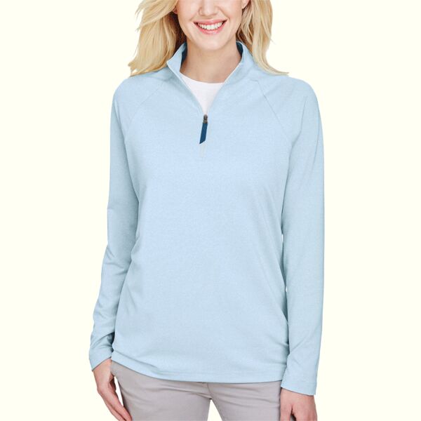CrownLux Performance® Ladies' Clubhouse Micro-Stripe Quarter-Zip Thumbnail