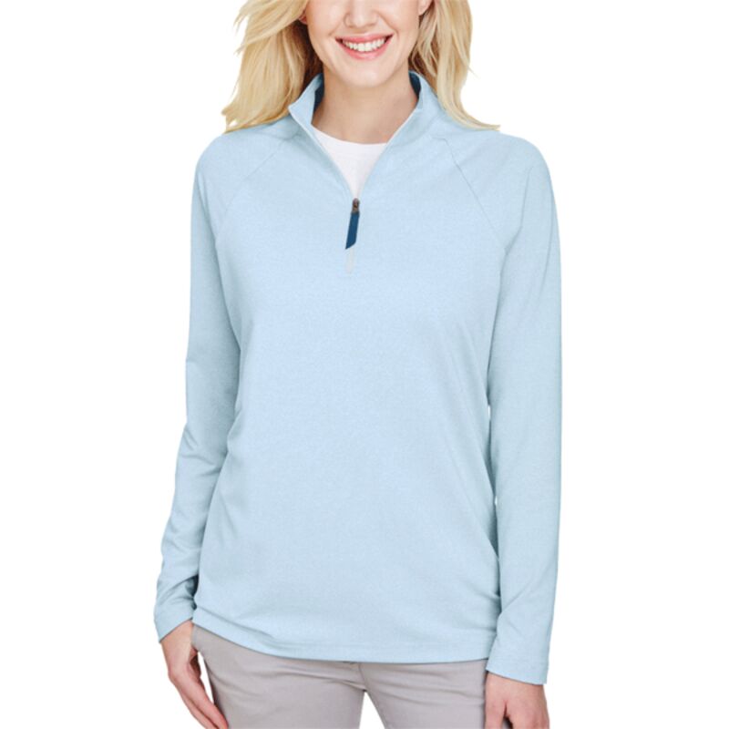 CrownLux Performance® Ladies' Clubhouse Micro-Stripe Quarter-Zip Thumbnail