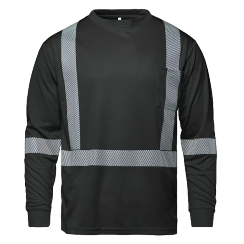 Long Sleeve Hi-VIS T-Shirt with Segmented Stripes Thumbnail